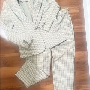 Liverpool Beige Checkered Blazer and Pants Set